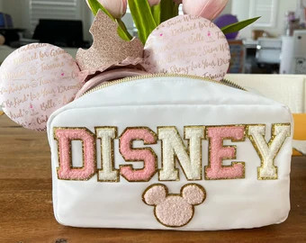 Personalized SMALL Makeup Bag Toiletry Cosmetic Travel Customizable Chenille Patches Birthday Gif... | Etsy (US)