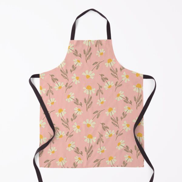 Chamomile flowers on pink Apron by Riga Sutherland | Redbubble (US)