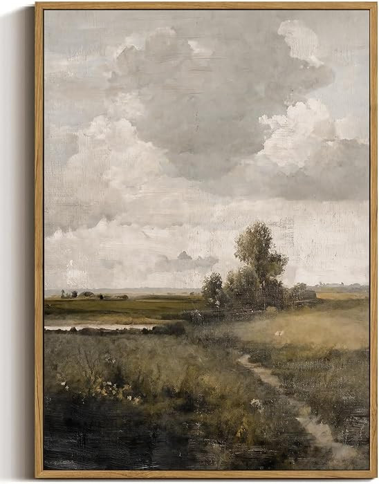 WALLZK Vintage Framed Wall Art Nature Landscape Canvas Prints Farmhouse Wall Decor Cottagecore Ar... | Amazon (US)