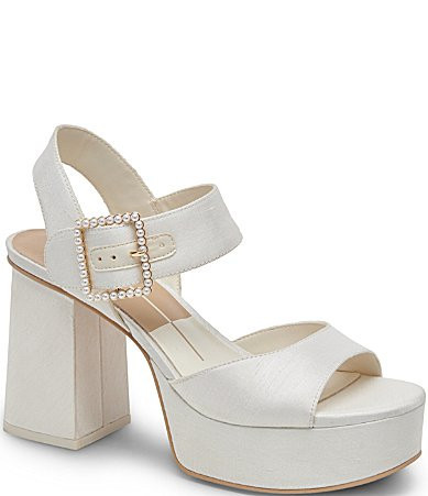 Dolce Vita Bobby Pearl Buckle Ornament Platform Dress Sandals - 9.5 | Dillard's