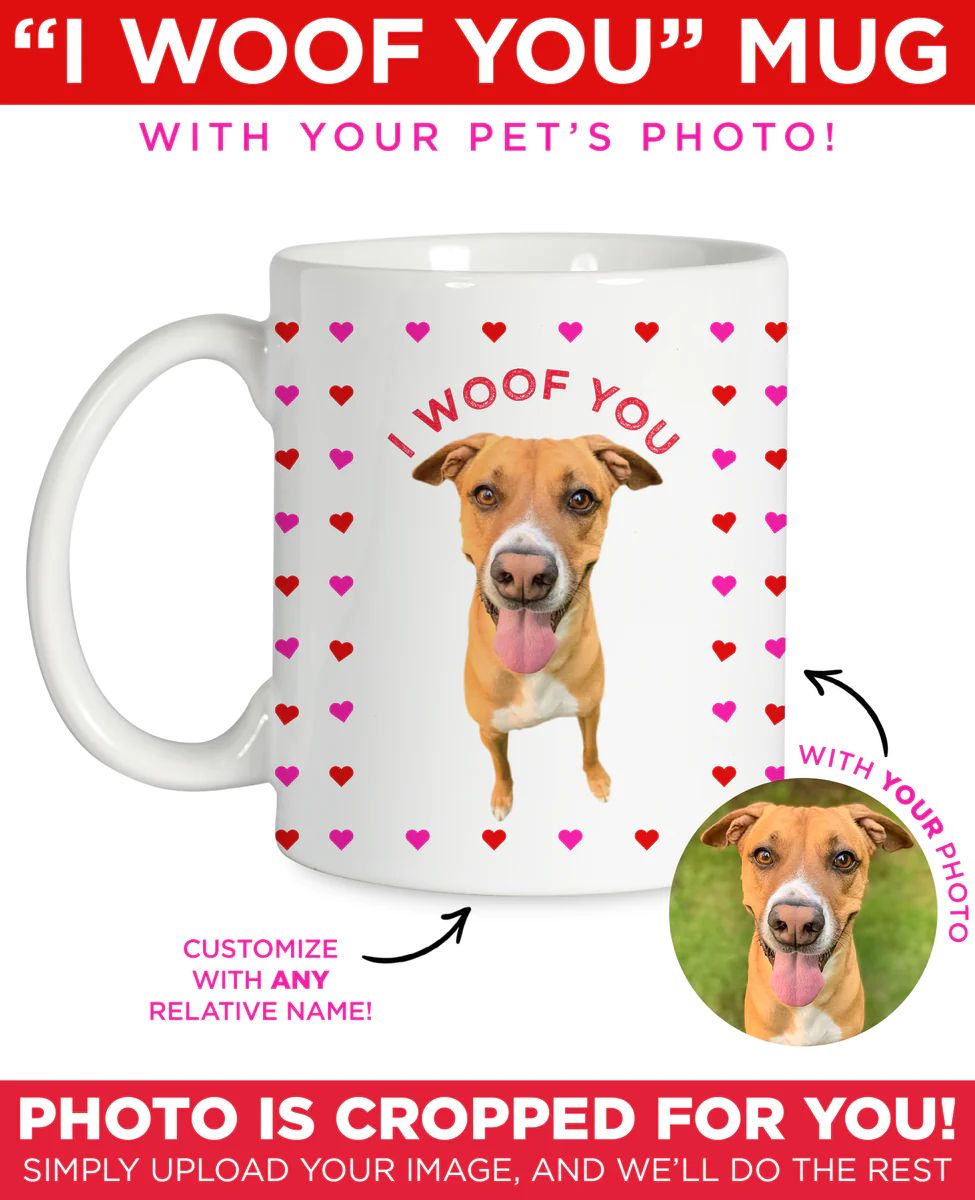 Personalized Pet Mug with Phrase: I Woof You | Type League Press