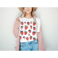 Deliciously Ripe & Red Strawberries Strawberry Berry Design | Unisex Relaxed Jersey T-Shirt For Women | Etsy (US)