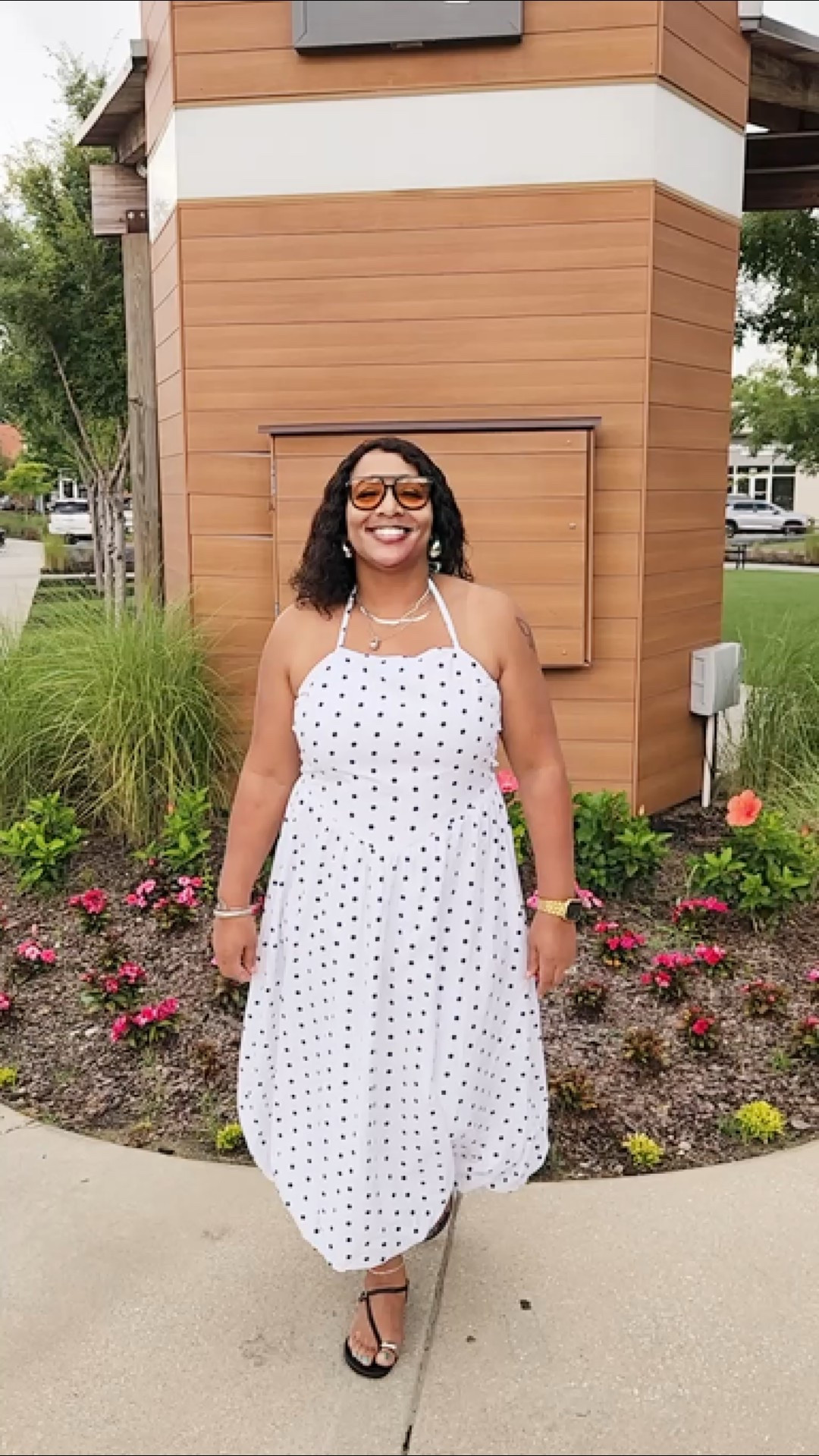 🌟 **Outfit of the Day** 🌟 
Stepping out in style! 💃✨ Today’s look features a chic midi dress that’s all about playful elegance. The dipped-waist bubble hem and classic black polka dots make this white dress a perfect blend of sophistication and fun. Paired with sleek black strappy toe ring sandals, I’m ready to conquer the day in style! 
What do you think? Are you a fan of this playful polka dot vibe? 🤍🖤
#OOTD #FashionInspo #PolkaDots #MidiDress #StyleGoals #ChicFashion #EverydayElegance #Fashionista #OutfitInspiration#SummerFashion

#LTKSeasonal #LTKSaleAlert #LTKPlusSize