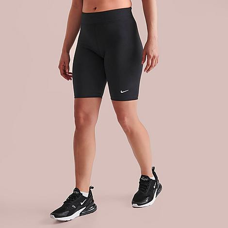 Nike Women's Sportswear Essential Bike Shorts in Black/Black Size Small Cotton/Polyester/Spandex | Finish Line (US)
