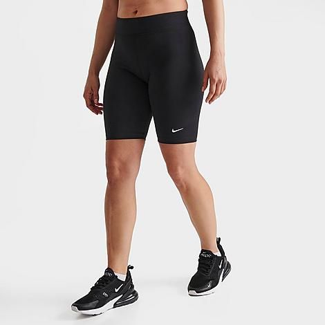 Nike Women's Sportswear Essential Bike Shorts in Black/Black Size Small Cotton/Polyester/Spandex | Finish Line (US)