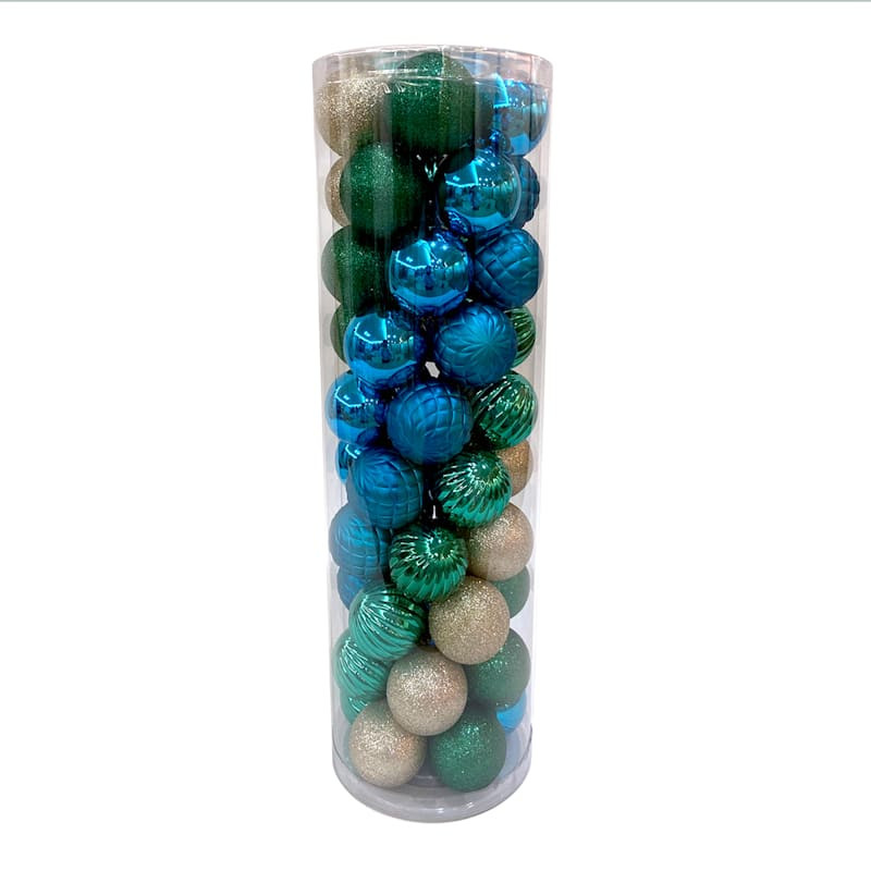 50-Count Peacock Mix Shatterproof Ornaments | At Home