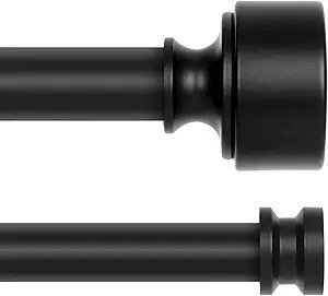 Black Double Curtain Rods for Windows 36 to 72 Inch(3-6Ft),Adjustable Telescoping Double Curtain ... | Amazon (US)