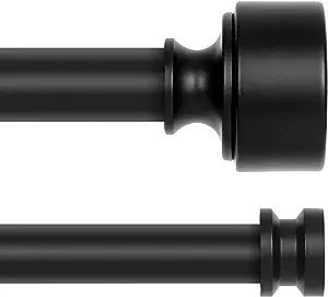 Black Double Curtain Rods for Windows 36 to 72 Inch(3-6Ft),Adjustable Telescoping Double Curtain ... | Amazon (US)