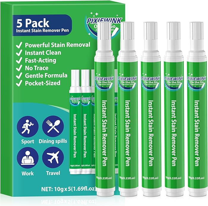 Stain Remover Pens for Clothing, 5 Pack – Instant Stain Removal Pen for Clothes, Travel-Friendl... | Amazon (US)