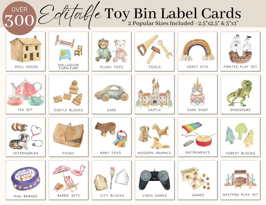 Editable Toy Storage Labels | Playroom Bin Organization | Toy Trofast Label | Montessori Classroo... | Etsy (US)