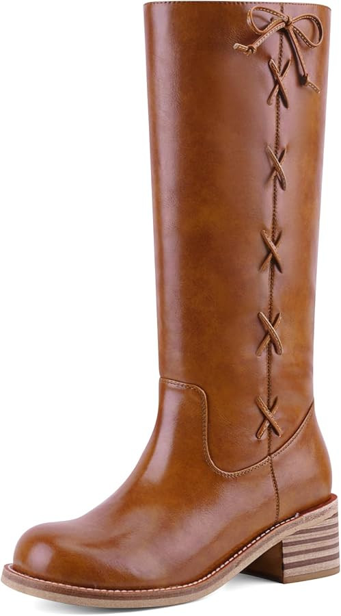 VBDB Women's Knee High Boots Square Toe Chunky Block Heel Long Boots for Women Comfortable Low He... | Amazon (US)