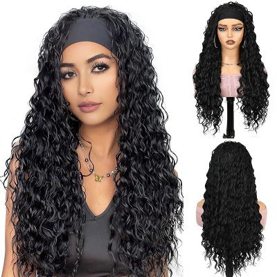 Headband Curly White Synthetic Wigs Long Wavy Headband Wig Deep Wave Bohemian Natural Hair for Women Cosplay Heat Resistant  26 | Target