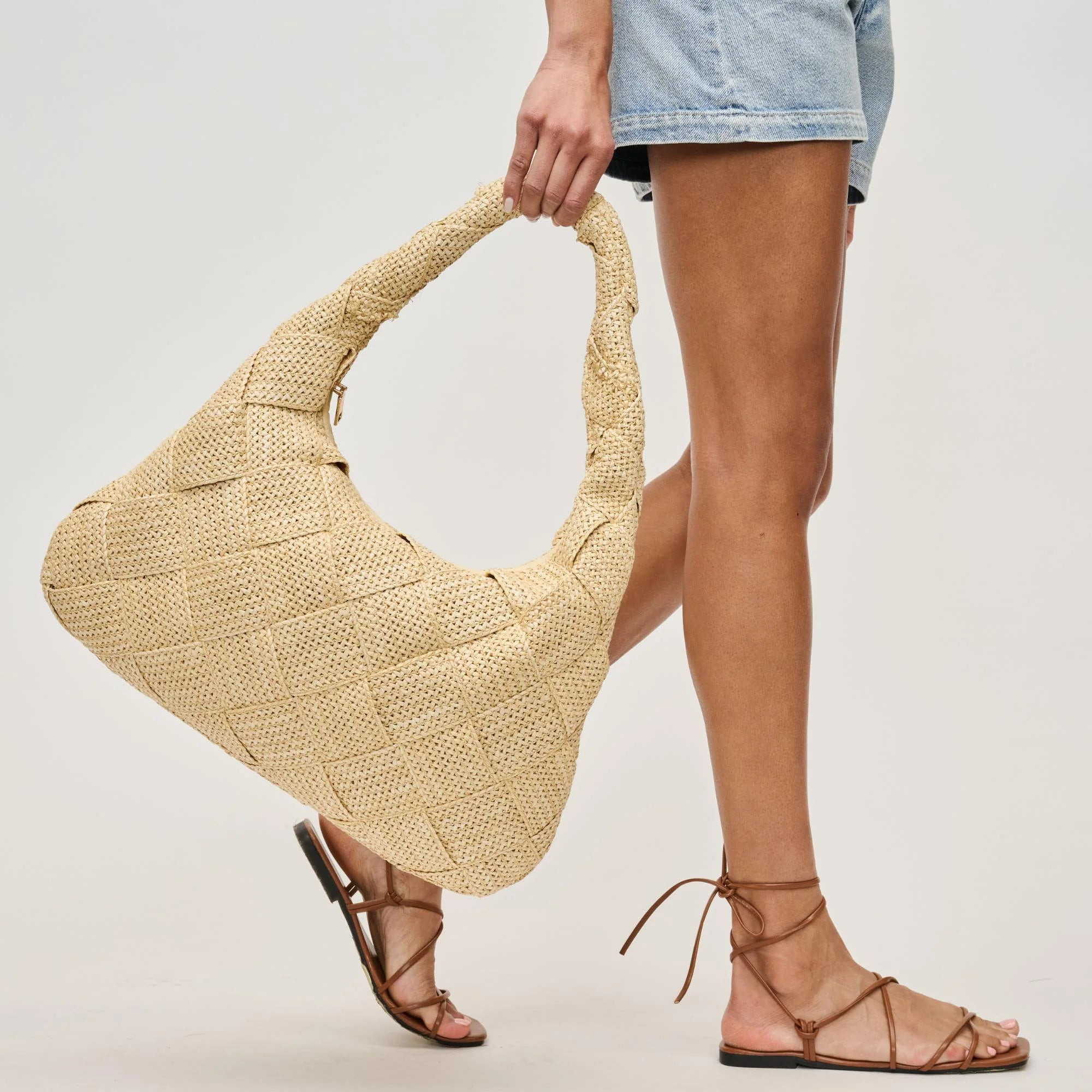 Blaine Large Woven Rattan Hobo Bag | Benaar La