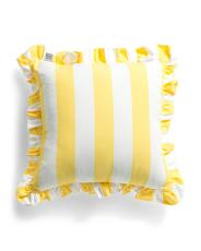 Made In Usa 18x18 Cabana Striped Ruffled Indoor Outdoor Pillow | TJ Maxx