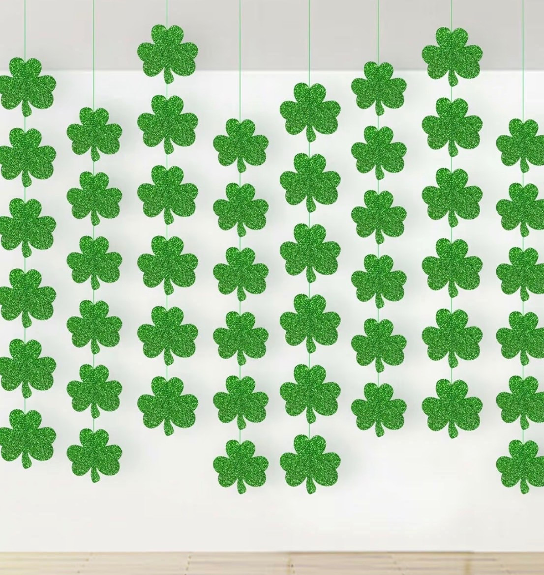 Hanging shamrock decor from ceiling for St. Patrick’s Day party

#LTKSeasonal #LTKHome #LTKSaleAlert