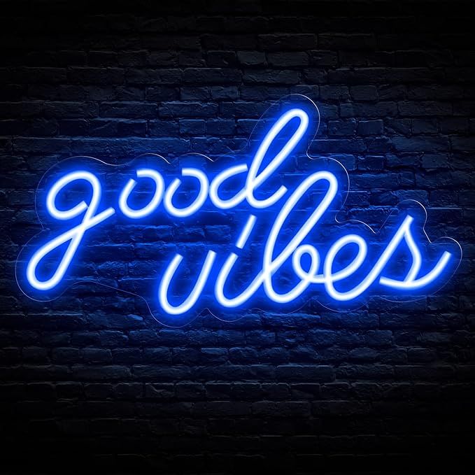 Olekki Blue Good Vibes Neon Sign - LED Neon Signs for Wall Decor, Neon Lights for Bedroom, Neon W... | Amazon (US)