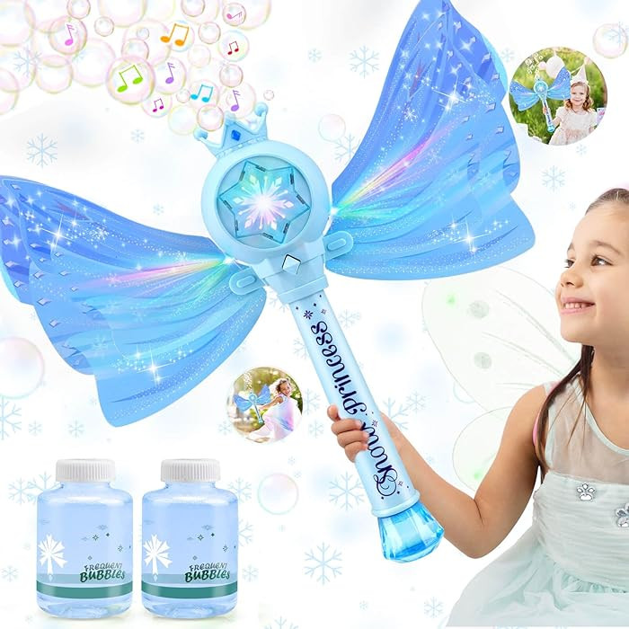 Bubble Wands for Kids Girls - LED Light & Music Bubble Machine: 3 AA Batteries & 2 Bubble Solutio... | Amazon (US)