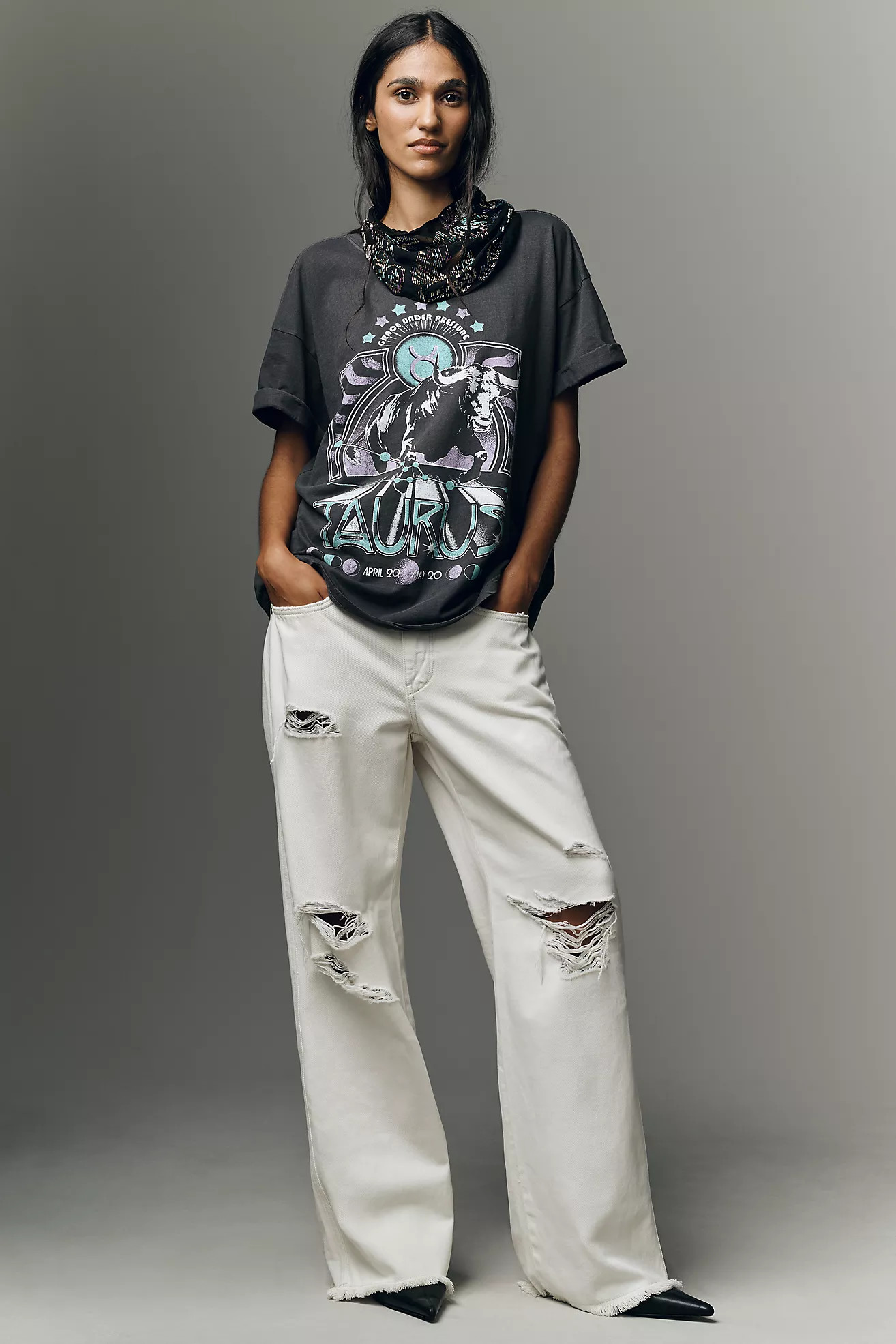 Pilcro Low Slung Distressed Slim Slouch Jeans | Anthropologie (US)