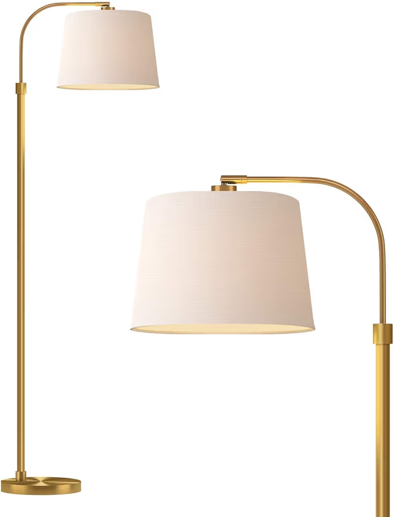 Oneach 62" Gold Floor Lamp for Living Rooms Tall Arc Standing Lamps for Bedrooms Industrial Corner Nursery Girls Kid Vintage Mid-Century Modern Reading Light Office Antique Brass Shade Lantern | Amazon (US)