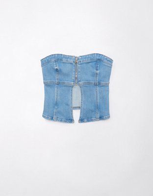 AE Denim Zip-Front Tube Top | American Eagle Outfitters (US & CA)