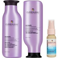 Pureology Hydrate Shampoo 266ml, Conditioner 266ml and Color Fanatic Spray Travel Size 30ml For Dry Hair Bundle | Lookfantastic US