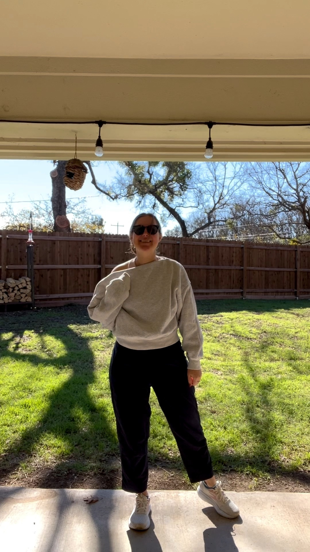 Living in this cozy combo! Wearing the iconic Abercrombie Sunday Slash Top with a simple bralette underneath for a relaxed vibe. Paired with my favorite Athleta Arrival pants—they're the perfect elevated leggings.

The exact pants are sold out, so I've linked a very similar pair you'll love just as much. This whole outfit is the definition of comfortable chic.

#LTKdayinmylife #LTKmomlife #LTKootd