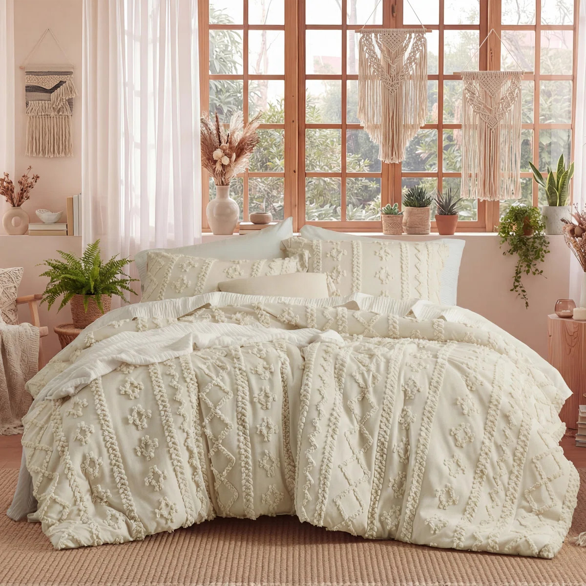 Bedsure Tufted Embroidery All-Season Microfiber Comforter Set | Wayfair North America