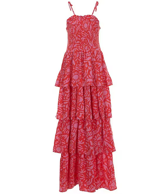 Big Girls 7-16 Tiered Smocked Bodice Printed Maxi Dress | Dillard's