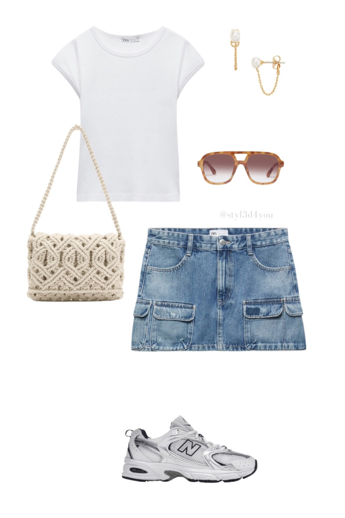 Shirt, skirt, and purse are from Zara