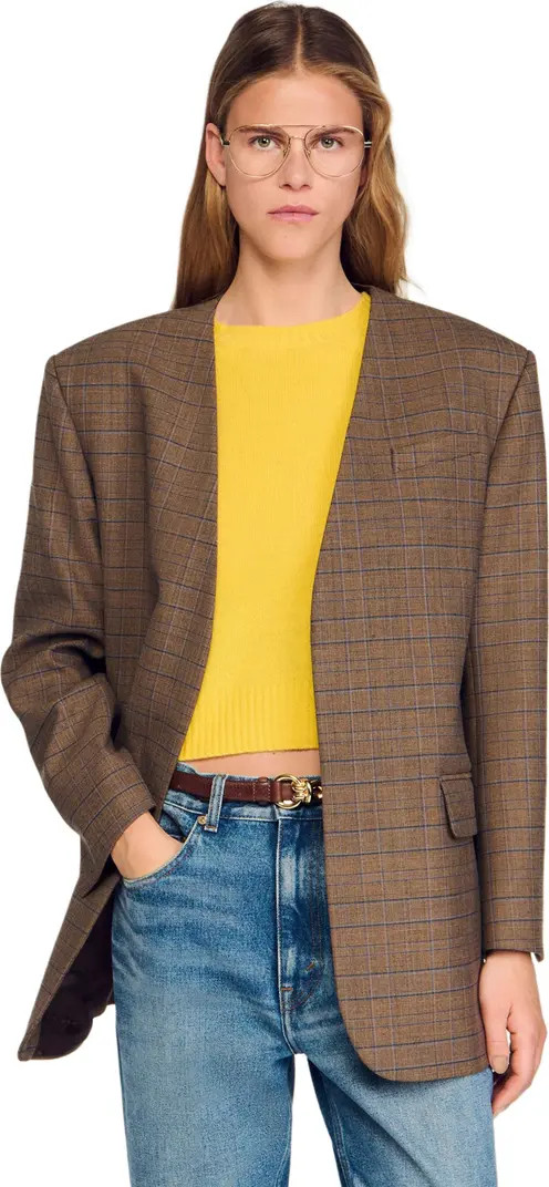 SANDRO Oversized checked jacket | Nordstrom | Nordstrom