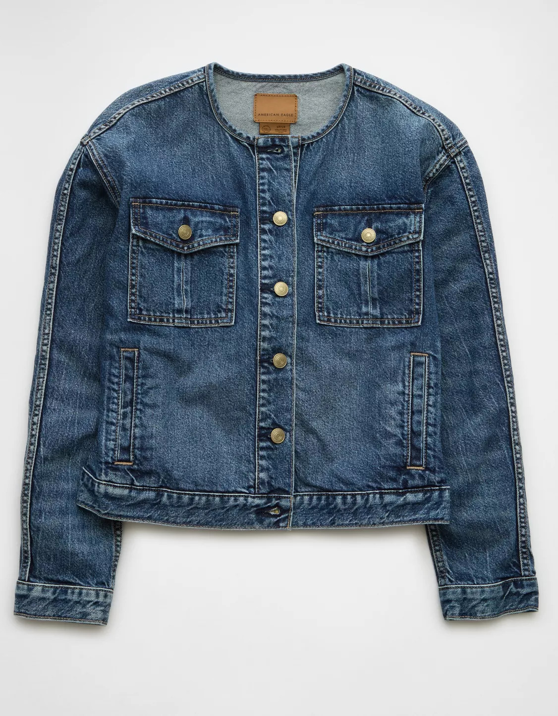 AE Collarless Denim Jacket | American Eagle Outfitters (US & CA)