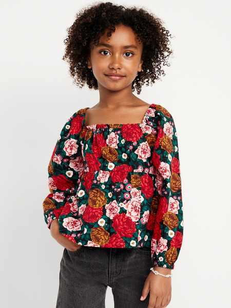 Printed Long-Sleeve Back-Bow Top for Girls | Old Navy (US)