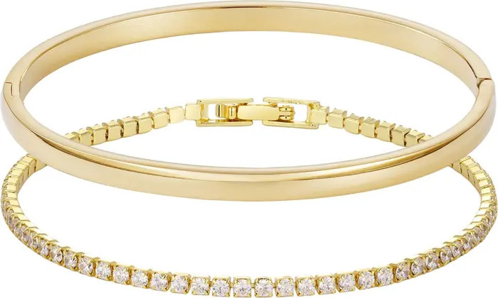 Set of 2 Cuff & Tennis Bracelets | Nordstrom Rack