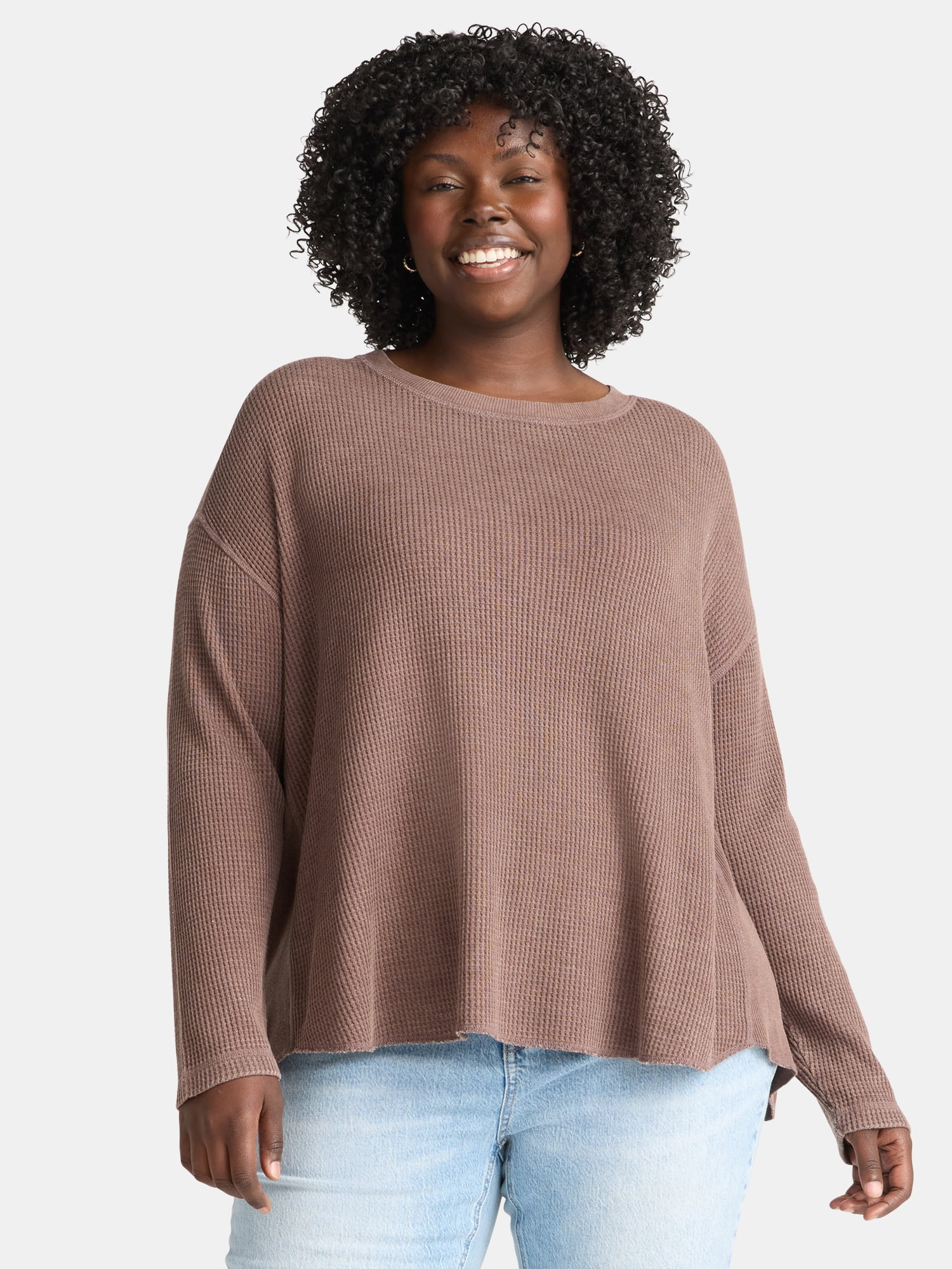 Terra & Sky Women’s Plus Waffle Knit Tunic Top, Sizes 0X-5X - Walmart.com | Walmart (US)