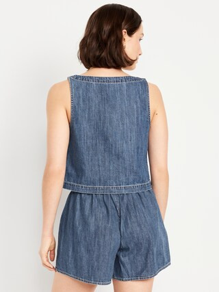 Cropped Square-Neck Denim Top | Old Navy (US)