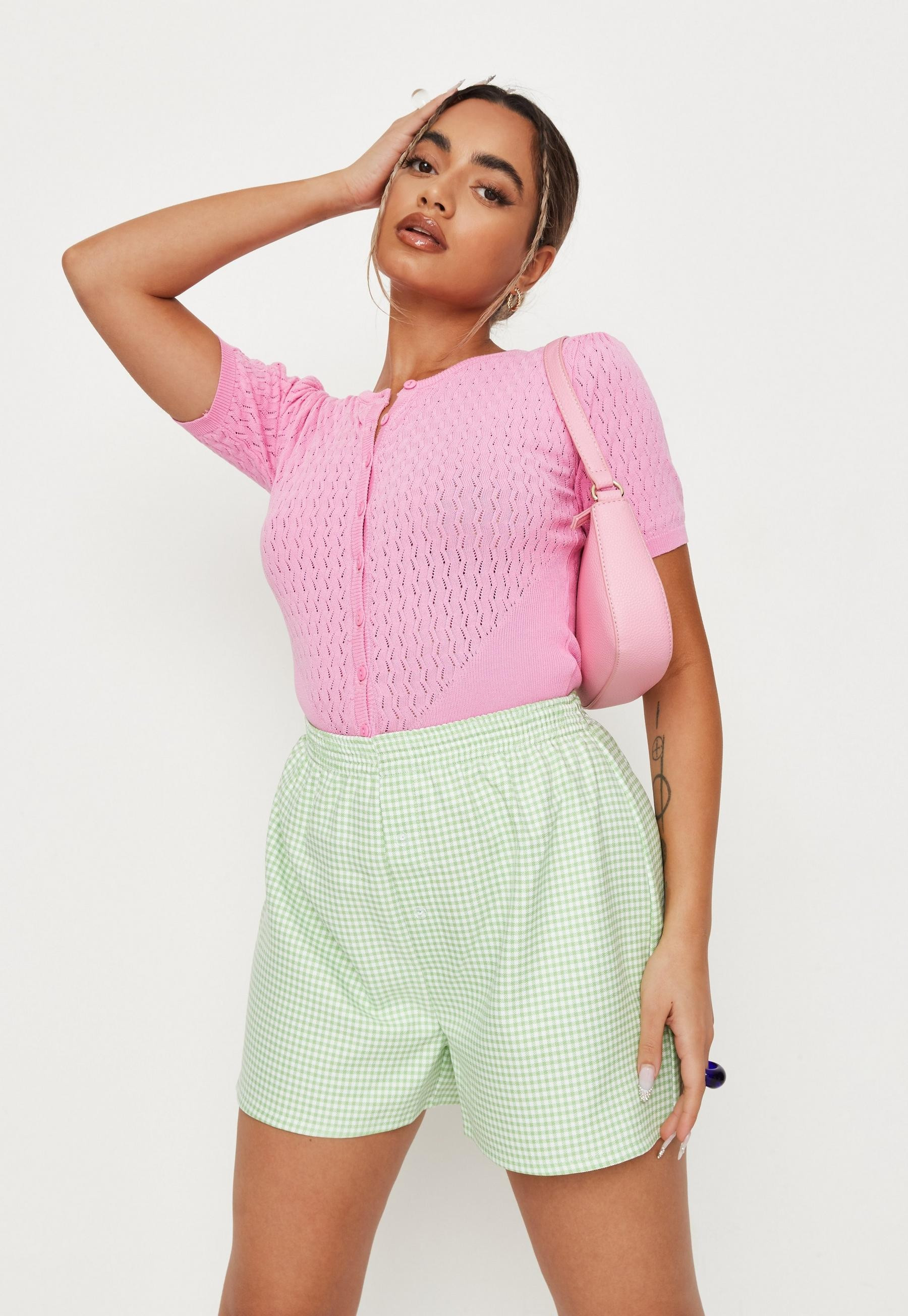 Mint Gingham Boxer Shorts | Missguided (US & CA)