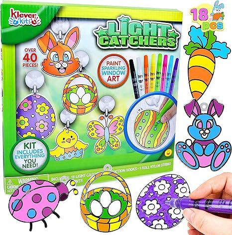 Klever Kits 18 Pcs Easter Suncatchers Crafts Set, Easter Suncatcher Window Art Craft Kit for Kids... | Amazon (US)