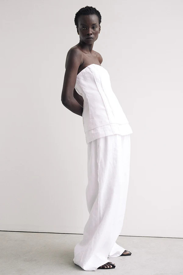 DULCE WHITE LINEN TUNIC TOP | DISSH