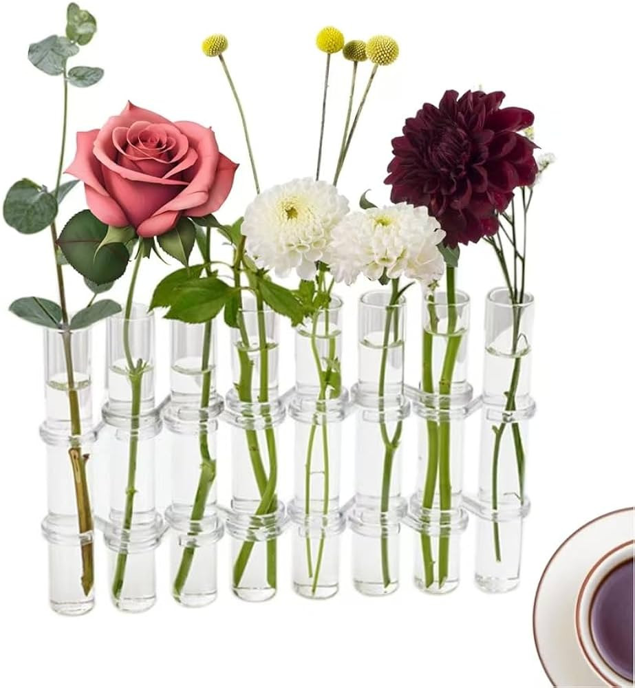 8PCS Test Tube Vases Decorative Glass Flower Vase Hinged Flower Vases Planter Flower Arranging Co... | Amazon (US)