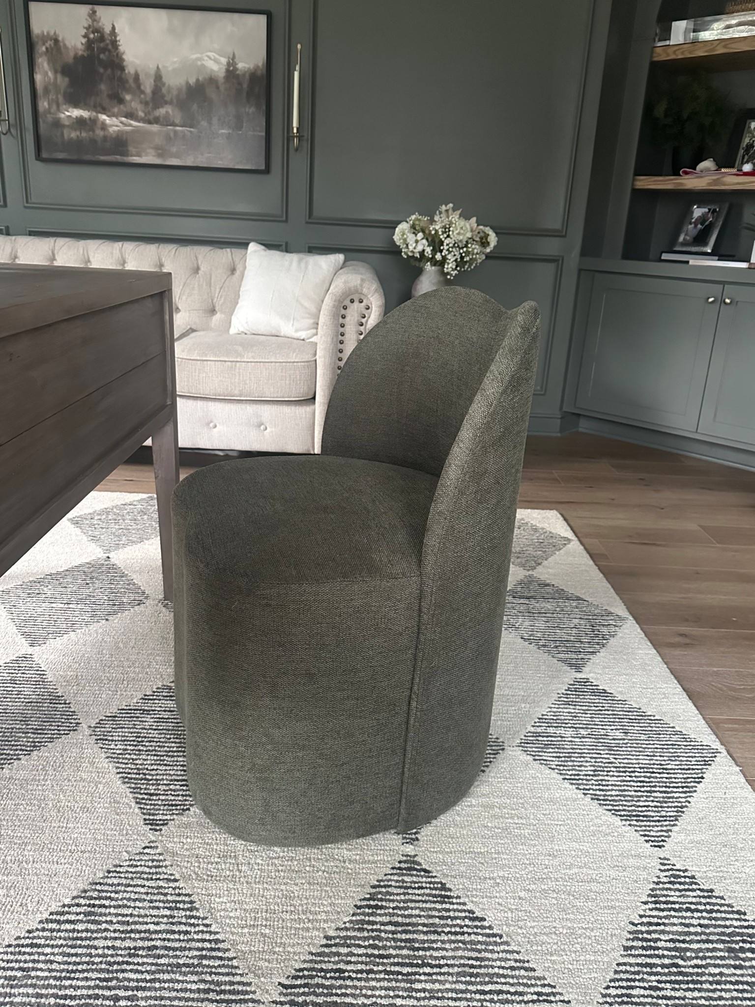 I found this green rolling accent chair for our home office at Home Goods and I just love it so much!! I can’t link it, but I linked several other options. I also linked our classic checkered rug which is a  favorite & best seller 👌

#LTKHome