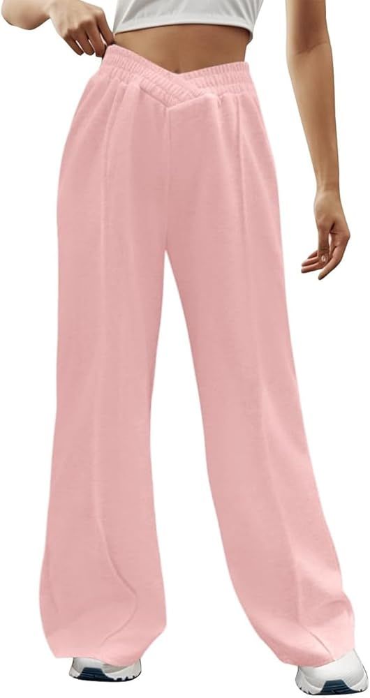 ODIZLI Women's High Waist Wide Leg Pants Casual Trousers Sweatpants Lounge Wear Fashion | Amazon (US)
