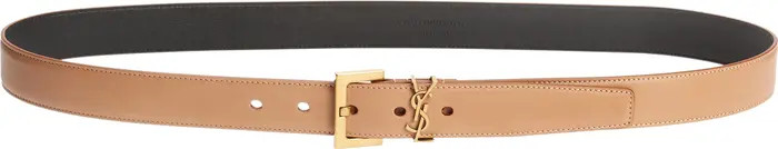 Saint Laurent Monogram Keeper Leather Belt | Nordstrom | Nordstrom