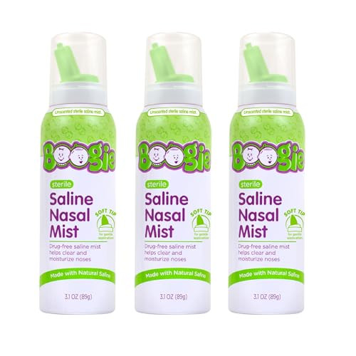 Boogie Baby Saline Nasal Spray Mist, Allergy Relief, Nasal Decongestant, Made with Saline, Unscented, 3.1 Ounce (Pack of 3)… | Amazon (US)