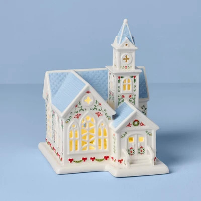 Lenox Holiday Village Lit Christmas Church Figurine | Lenox