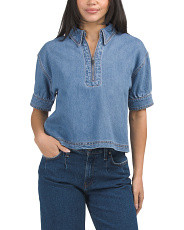 Elivie Denim Quarter Zip Front Polo | Short Sleeve Tops | Marshalls | Marshalls