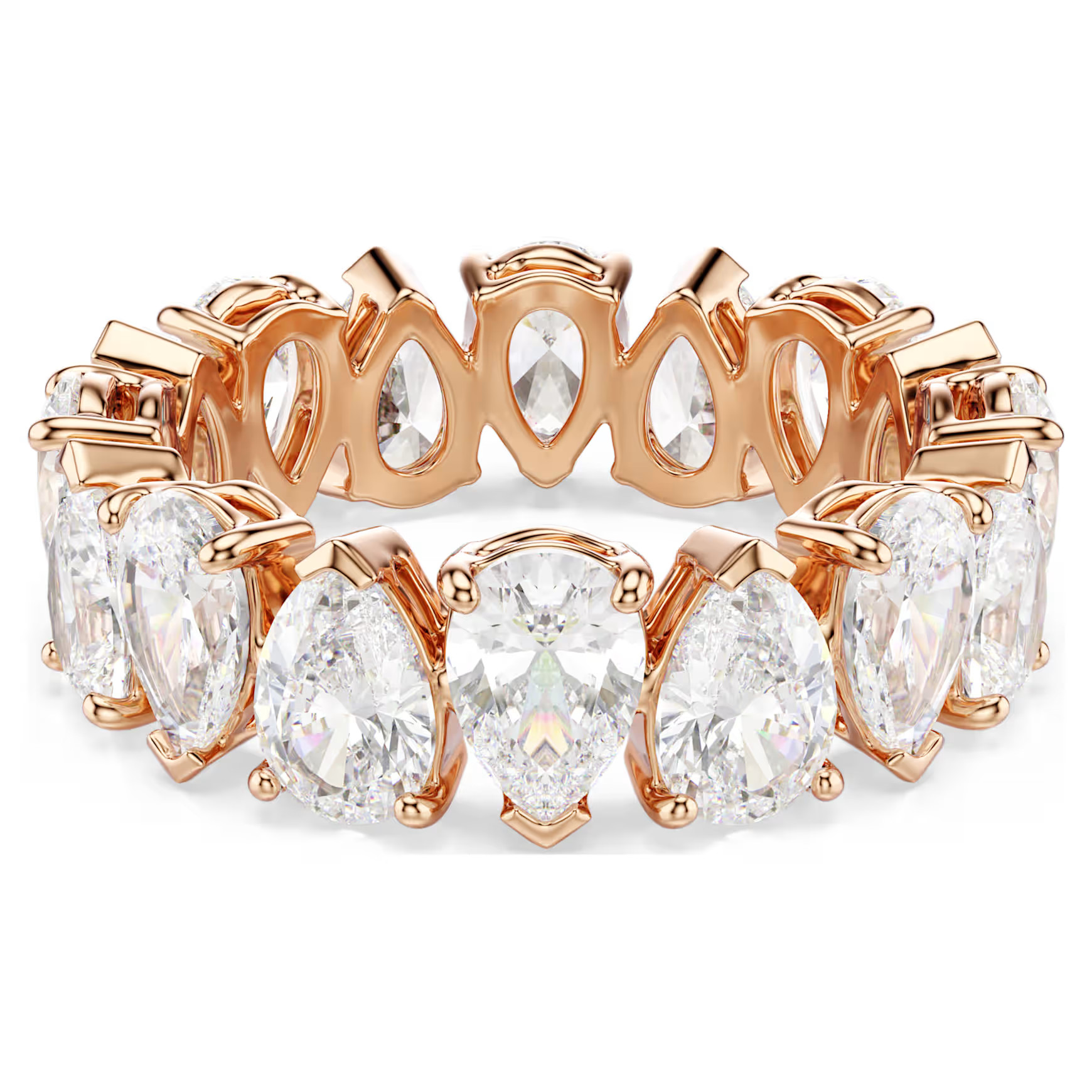 Matrix Vittore ring, Pear cut, White, Rose gold-tone finish by SWAROVSKI | SWAROVSKI