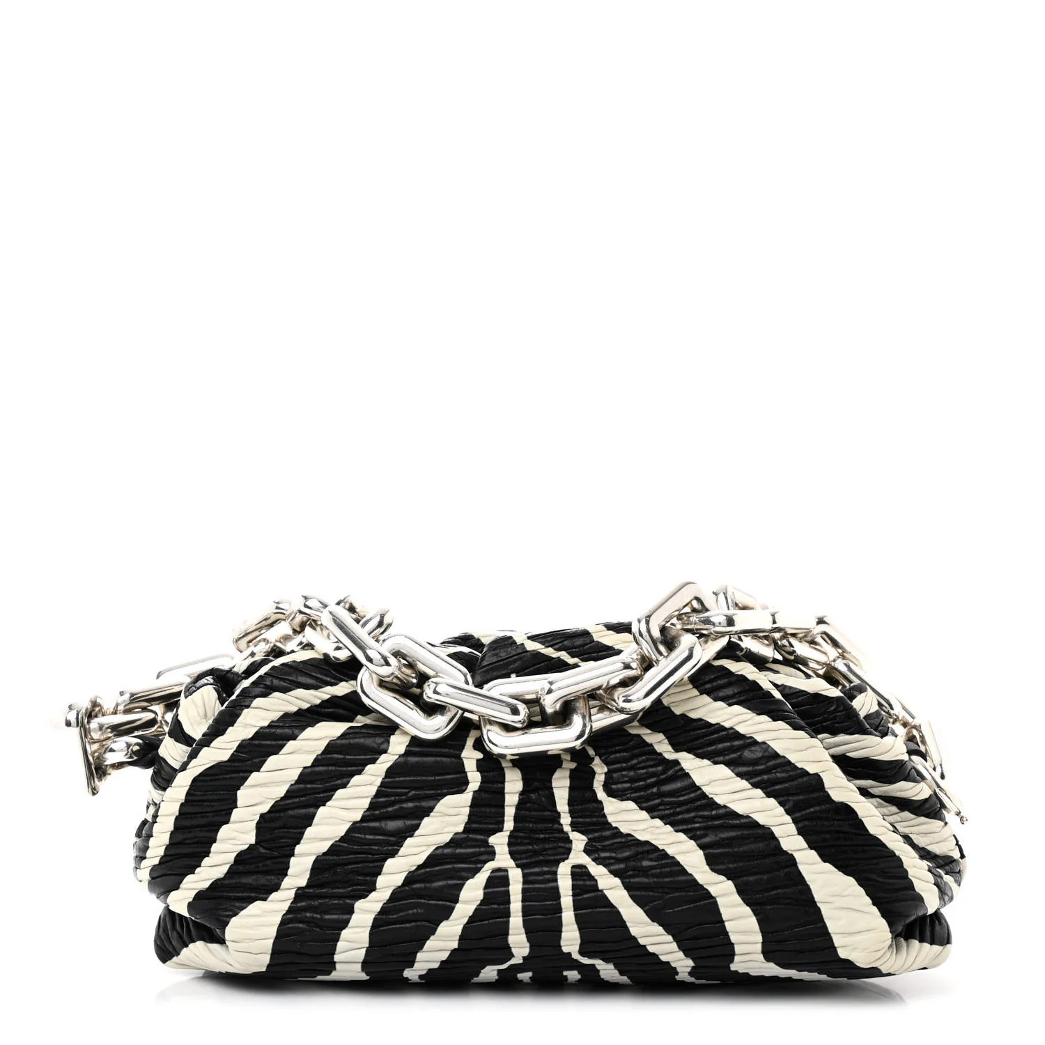 BOTTEGA VENETA Nappa Zebra Print The Pouch Oversized Clutch White Black | FASHIONPHILE | FASHIONPHILE (US)