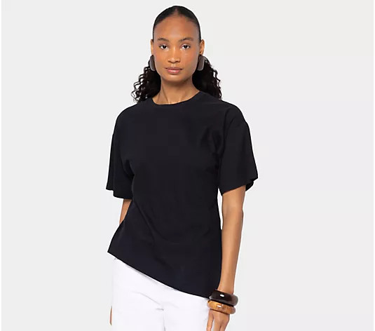 Peace Love World 100% Cotton Asymmetrical Tee - QVC.com | QVC