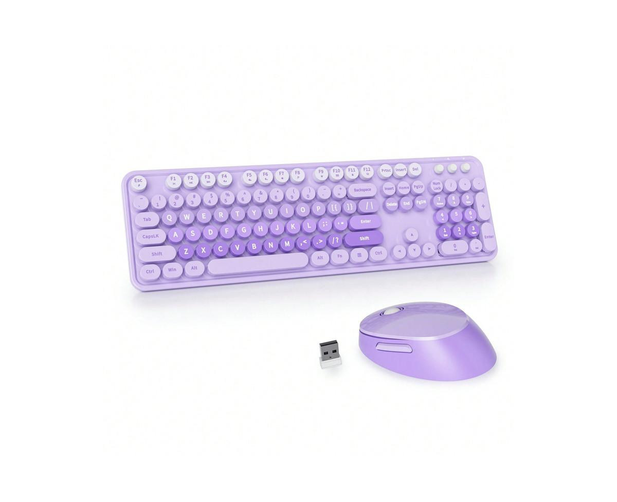 risokeys Wireless Keyboard And Mouse Set - Cute Keyboard And Mouse Combo, Full Size Keyboard With Number Pad & Round Keycaps For Windows Pc Laptop - P | Macy's