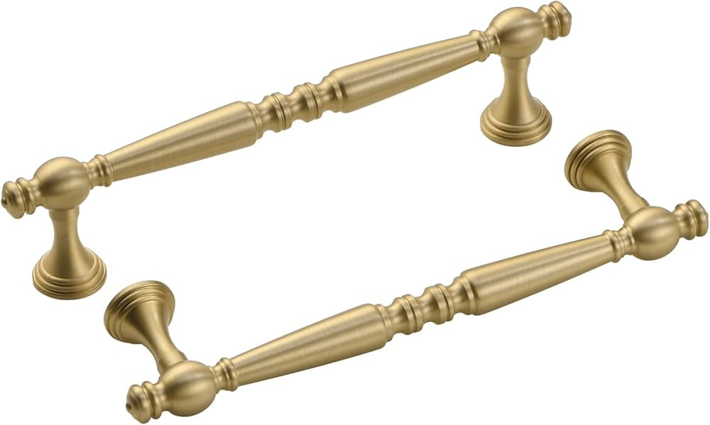2 Pack Brushed Gold Cabinet Pulls, 5 Inch(128mm) Solid Brass Kitchen Cupboard Bathroom Dresser Ha... | Amazon (US)